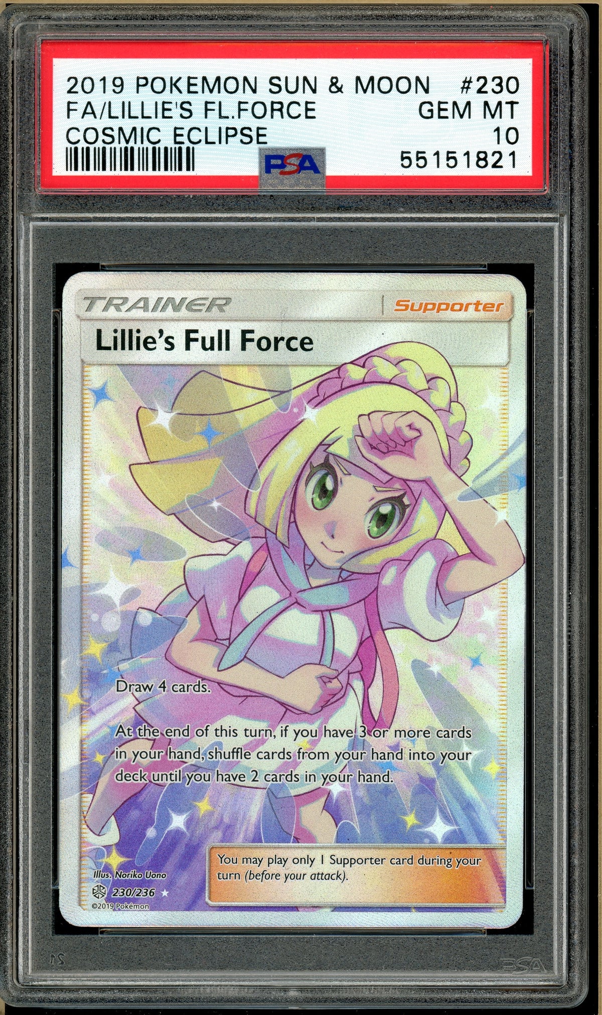 Pokémon - Full Art Lillie's Full Force Cosmic Eclipse #230 PSA 10
